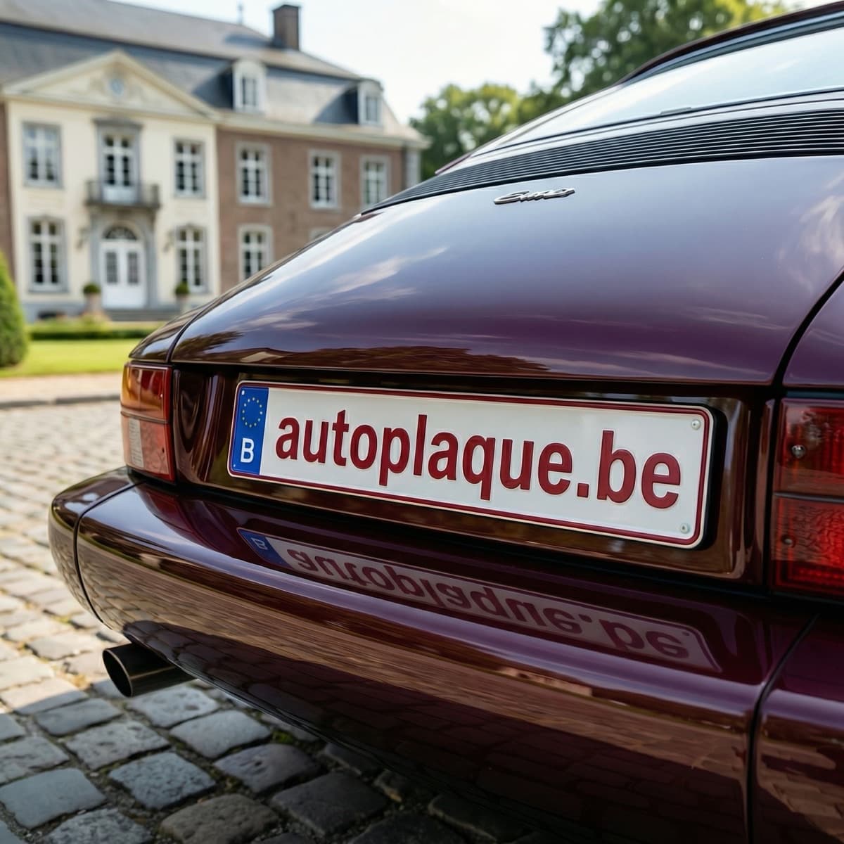 Plaque d'immatriculation belge montée à l'arrière d'un véhicule